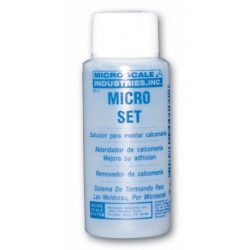 Micro set, fijador de calcas, MI-1. Liquido para una limpia y correcta aplicación de calcas a tus modelos a escala. Marca Microscale. Ref: 64001.