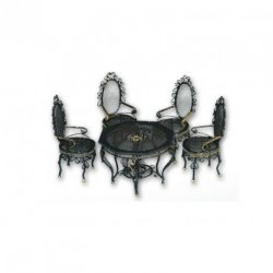 Mueble de jardin metálico, clasico, color negro. Muebles para casas de muñecas. escala 1:12. Marca Chaves. Ref:36141