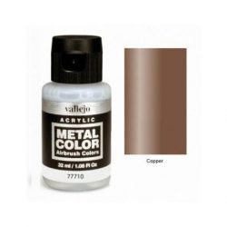 Acrílico Metal color, Cobre. Bote de 32 ml con cuentagotas. Especialmente para aerografía. Marca Vallejo. Ref: 77710.