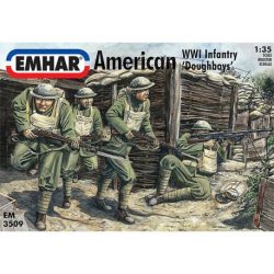 Figuras de Infantería Americana WWI " Doughboys". kit de plástico listo para ensamblar y decorar. Escala 1:35. Ref: EM3509.