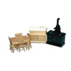 Chaves - Cocina rústica, color natural. Muebles para casas de muñecas. Escala 1:12, Ref: 36119.