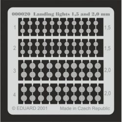 Eduard - Landing lights, luz de aterrizaje. Dimensiones de 1.5 mm y 2 mm. Para kit´s aviones de plastico, Ref: 00020.