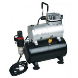 Ociomodell - Mini Compresor Airbrush. Con tanque de aire y reductor de presión para aerografía y/o modelismo, Ref: AS186.