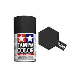 Tamiya - Spray Semi Gloss Black, negro satinado (85029). Bote 100 ml.  Ref: TS-29.