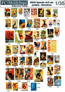 Calcas Spanish civil war posters, Barcelona. Escala 1:35. Marca Fcmodeltips. Ref: 35233.
