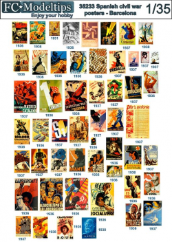 Calcas Spanish civil war posters, Barcelona. Escala 1:35. Marca Fcmodeltips. Ref: 35233.