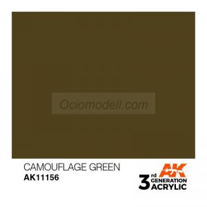 Acrílicos de 3rd Generación, CAMOUFLAGE GREEN – STANDARD. Bote 17 ml. Marca Ak-Interactive. Ref: Ak11156.