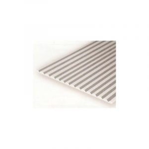 Plancha con ranuras en " V " 0.50 x 0.75 entre ranuras, 15 x 30 cm. De Estireno. Marca Evergreen. Ref: 2030.