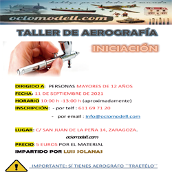 Taller de aerógrafia de iniciación dia 11 de septiembre 2021.