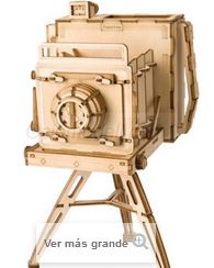 VINTAGE CAMERA, Wooden Puzzle 3D. Kit de montaje sin Adhesivo. Marca Robotime. Ref: TG403.