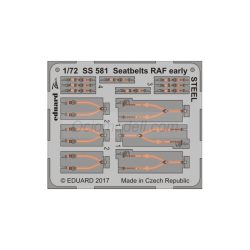 Cinturones de seguridad RAF temprano ACERO, Escala: 1:72. Marca Eduard. Ref: SS581