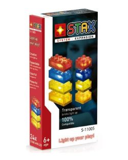 Paquete expansión STAX. Transparente: rojo, amarillo, azul, naranja. Kit construction blocks. Marca Stax System. Ref: S-11005