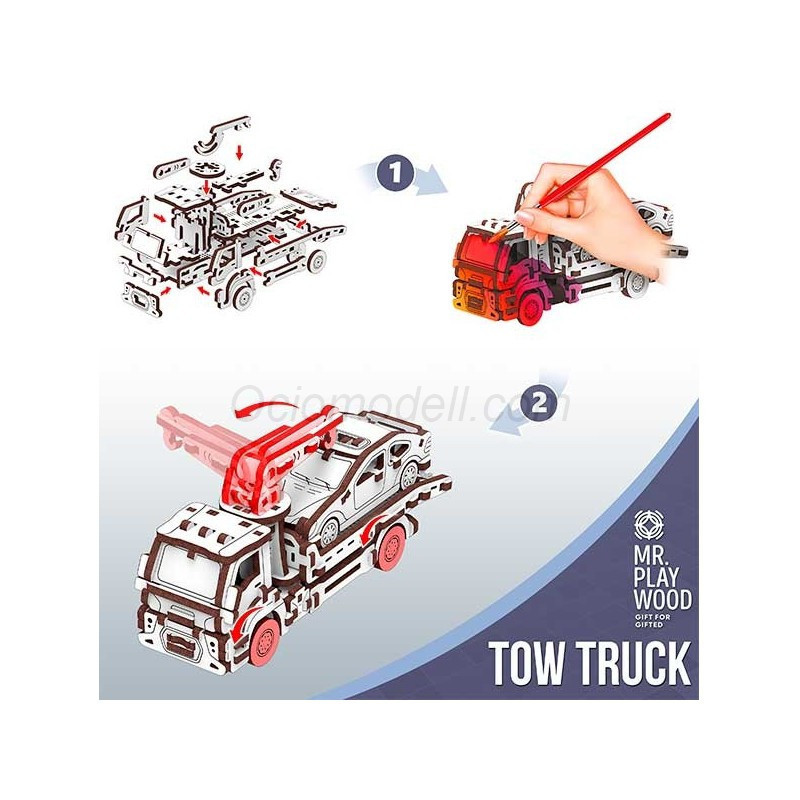 Camión Grúa 110 pz, madera contrachapada. Marca Mr.playwood. Ref: 10805