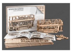 Autobús de Londres, madera contrachapada, Kit de montaje. Marca Wooden City. Ref: 57303.