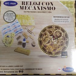 RELOJ CON MECANISMO SILENCIOSO, Wooden Puzzle 3D. Kit de montaje sin Adhesivo. Marca ARTYMON. Ref: 50108.