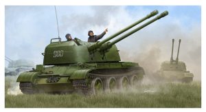 Russian ZSU-57-2 SPAAG. Escala 1:35. Marca Trumpeter. Ref: 05559, con dos cañones automáticos de 57 mm, convirtiéndolo en una formidable montura antiaérea autopropulsada. Su designación "ZSU" corresponde a "Zenitnaya Samokhodnaya Ustanovka" 4 Russian ZSU-57-2 SPAAG. Escala 1:35. Marca Trumpeter. Ref: 05559