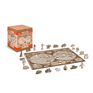 Antique World Map, Puzzle de madera con piezas de doble cara. 600 pz. Marca Wooden City. Ref: TR0018XL, Rompecabezas 2 en 1 con piezas de doble cara y 120 formas únicas para jugar. 3 Antique World Map, Puzzle de madera con piezas de doble cara. 600 pz. Marca Wooden City. Ref: TR0018XL