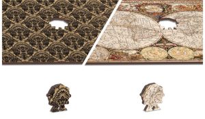 Antique World Map, Puzzle de madera con piezas de doble cara. 600 pz. Marca Wooden City. Ref: TR0018XL, Rompecabezas 2 en 1 con piezas de doble cara y 120 formas únicas para jugar. 4 Antique World Map, Puzzle de madera con piezas de doble cara. 600 pz. Marca Wooden City. Ref: TR0018XL