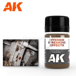 Suciedad escurrida para interiores, INTERIOR STREAKING EFFECTS. Bote de 35 ml. Marca AK Interactive. Ref: AK094, Uno de los aspectos clave para dar vida a vehículos o estructuras es la suciedad y la mugre, ya que aportan profundidad y autenticidad a los m 2 Suciedad escurrida para interiores, INTERIOR STREAKING EFFECTS. Bote de 35 ml. Marca AK Interactive. Ref: AK094