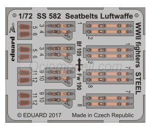 Seatbelts Luftwaffe WWII fighters, STEEL. Escala: 1:72. Marca Eduard. Ref: SS582