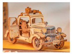 VINTAGE CAR, Wooden Puzzle 3D. Kit de montaje sin Adhesivo. Marca Robotime. Ref: TG504