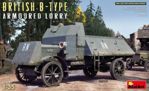 BRITISH B-TYPE ARMOURED LORRY. Escala 1:35. Marca Miniart. Ref: 39006, está basado en un vehículo militar utilizado por las fuerzas británicas durante ciertos periodos históricos, lo que lo convierte en una pieza única para los coleccionistas interesados 2 BRITISH B-TYPE ARMOURED LORRY. Escala 1:35. Marca Miniart. Ref: 39006.