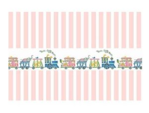 Papel Rayas rosa con cenefa tren. Marca Artesania Latina. Ref: 06121