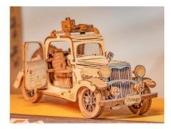 VINTAGE CAR, Wooden Puzzle 3D. Kit de montaje sin Adhesivo. Marca Robotime. Ref: TG504