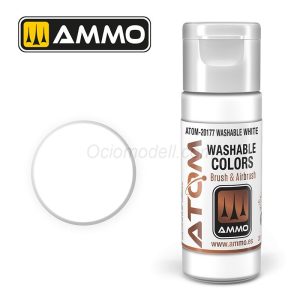 ATOM COLOR Blanco Lavable. Nueva Fórmula. Bote 20 ml. Marca Ammo by Mig Jimenez. Ref: ATOM-20177, A pesar de estar basada en agua, esta pintura posee un comportamiento similar al de las lacas 2 ATOM COLOR Blanco Lavable. Nueva Fórmula. Bote 20 ml. Marca Ammo by Mig Jimenez. Ref: ATOM-20177.