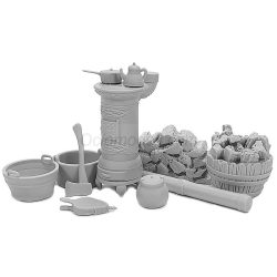 Estufa de leña y accesorios. Escala 1:35. Marca Macone. Ref: MAC35220