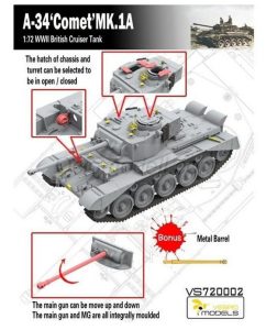 Tanque ingles Cruiser A34 Comet Mk.Ia. Escala 1:72. Marca Vespid model. Ref: 720002.