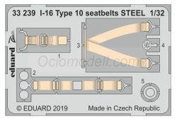 I-16 Type 10 seatbelts STEEL. Escala: 1:32. Marca Eduard. Ref: 33239.