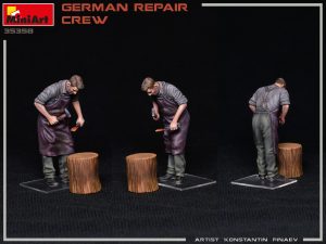 GERMAN REPAIR CREW. Escala 1:35. Marca Miniart. Ref: 35358, una tripulación de reparación alemana ofrece la oportunidad de recrear escenas realistas en contextos históricos específicos
