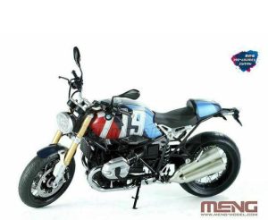 BMW R nineT Option 719 Mars Red/Cosmic Blue, prepintada. Escala 1:9. Marca Meng. Ref: MT-003t