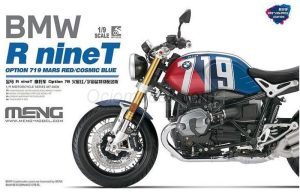 BMW R nineT Option 719 Mars Red/Cosmic Blue, prepintada. Escala 1:9. Marca Meng. Ref: MT-003t