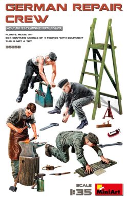 GERMAN REPAIR CREW. Escala 1:35. Marca Miniart. Ref: 35358, una tripulación de reparación alemana ofrece la oportunidad de recrear escenas realistas en contextos históricos específicos