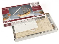 Polacca Veneciana de 1750, escala 1:150. Marca Amati. Ref: 1407, eran embarcaciones de vela y remo utilizadas en el mar Mediterráneo durante los siglos XVII y XVIII