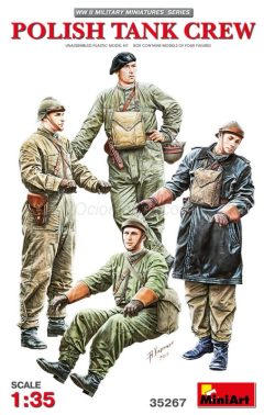POLISH TANK CREW. Escala 1:35. Marca Miniart. Ref: 35267, incluye 4 figuras detalladas de la tripulación de tanques polacos