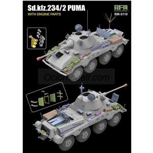 SD.KFZ.234/2 PUMA with Engine Parts. Escala 1:35. Marca RFM Model. Ref: 5110, fue un vehículo blindado de reconocimiento diseñado por Alemania durante la Segunda Guerra Mundial