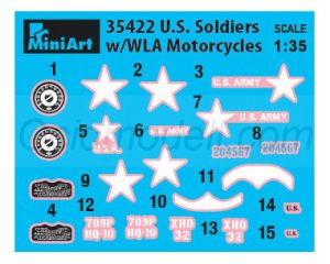 U.S. SOLDIERS WITH WLA MOTORCYCLES. Escala 1:35. Marca Miniart. Ref: 35422, fueron producidas por Harley-Davidson durante la Segunda Guerra Mundial para uso militar
