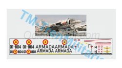 Calcas para Caza HARRIER AV-8A "008-04", "gris ARMADA ESPAÑOLA 8ª Escuadrilla". Escala 1:48. Marca Trenmilitaria. Ref: 000_8451, calcas para la maqueta del Caza HARRIER AV-8A "008-04" en escala 1:48, dedicada a la "gris ARMADA ESPAÑOLA 8ª Escuadrilla"