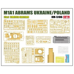 M1A1 ABRAMS Ucrania/Polonia 2en1 Edición Limitada. Escala 1:35. Marca RFM Model. Ref: 5106, de origen estadounidense, y en esta edición limitada de RFM Model se presenta una versión especial dedicada a Ucrania