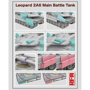 Tanque de Batalla Principal Leopard 2A6 con Eslabones de Oruga Articulados. Escala 1:35. Marca RFM Model. Ref: 5065