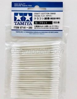Bastoncillos de algodón, Punta redonda plana. 50 ud. Marca Tamiya. Ref: 87141, con punta redonda plana de la marca Tamiya