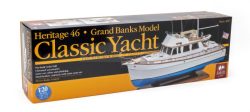 Kit de Grand Banks, Classic Yacht. Escala 1:20. Marca Amati. Ref: 1607, incluye una variedad de componentes de alta calidad, como fotograbados, piezas metálicas, casco en resina, maderas cortadas a láser