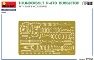 THUNDERBOLT P-47D BUBBLETOP WITH BASE & ACCESSORIES. BIG SET. Escala 1:48. Marca Miniart. Ref: 48018