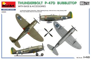 THUNDERBOLT P-47D BUBBLETOP WITH BASE & ACCESSORIES. BIG SET. Escala 1:48. Marca Miniart. Ref: 48018