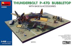 THUNDERBOLT P-47D BUBBLETOP WITH BASE & ACCESSORIES. BIG SET. Escala 1:48. Marca Miniart. Ref: 48018, fue utilizado en misiones de escolta de bombarderos, ataque a tierra y combate aéreo