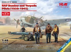 RAF Bomber and Torpedo Pilots. 5 Figuras. Escala 1:48. Marca ICM. Ref: 48090, ealizando misiones de gran riesgo y precisión para debilitar las defensas enemigas