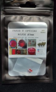 Faros y Ópticas Rojos, 3 diámetro. 4 uds. Marca BMR MODELS. Ref:FOR3